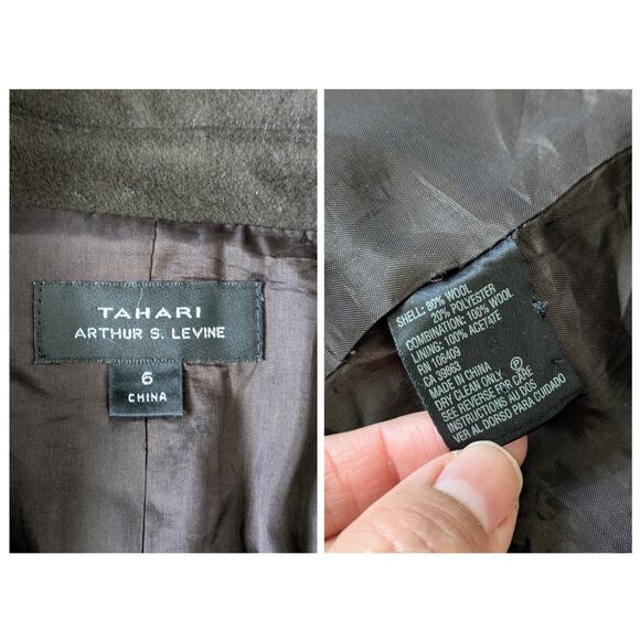 Tahari ASL Pea Coat Blazer Womens 6 Brown Wool Career Work Preppy Old Money - Picture 3 of 9